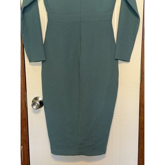 NWT Karlie Teal Long Sleeve Midi Dress With Deep V-Neck  Size Small - Picture 9 of 14